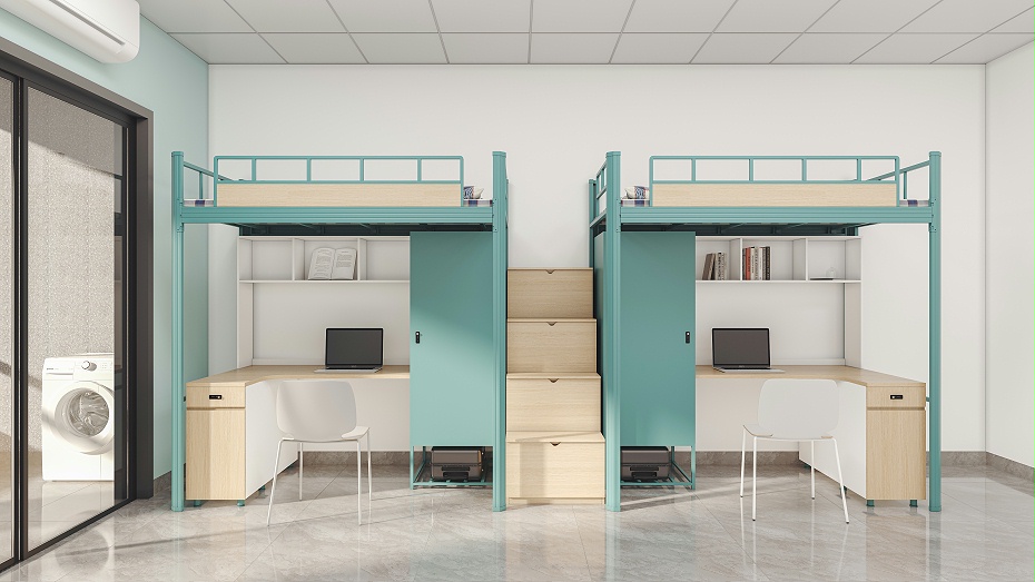 大学学生床上床下桌图片